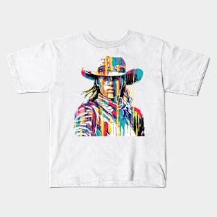 American Cowgirl Western Country Tradition Culture Abstract Kids T-Shirt